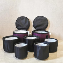 Load image into Gallery viewer, Set Of 7 Chakra Frosted Quartz Crystal Singing Bowls + Carry Bags
